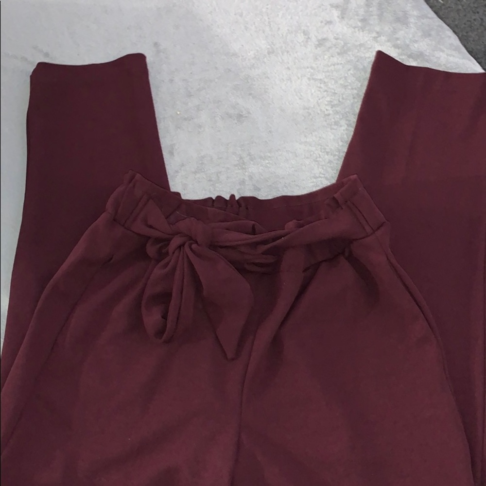 Maroon jogger type pants